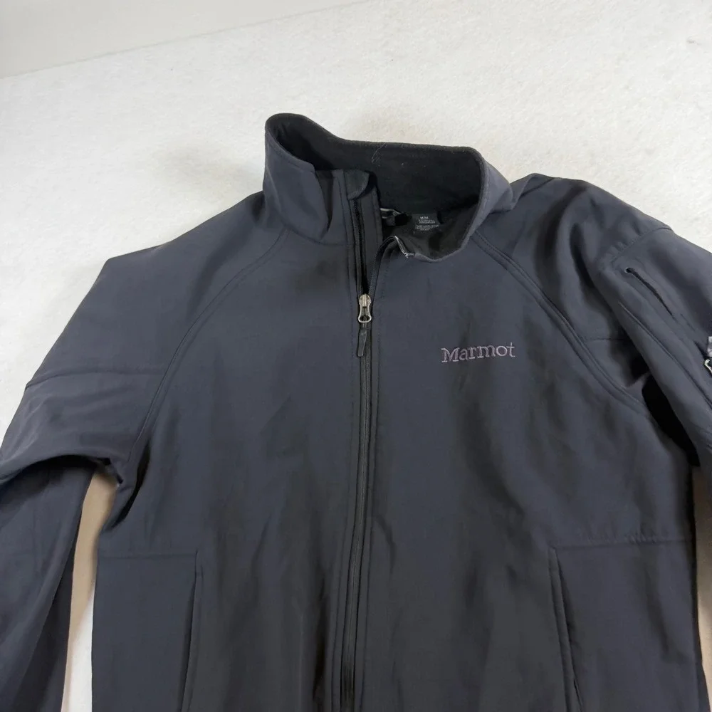 Marmot Mens Black Softshell Fleece Lined Full Zip Jacket Medium 8180